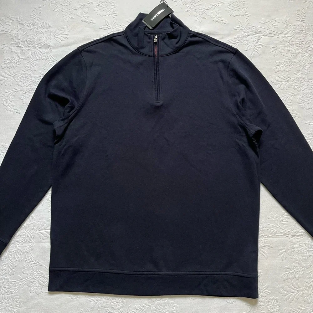 NWT Jared Lang 1/4 Zip Knit Pullover Sweater Navy Blue Size XL